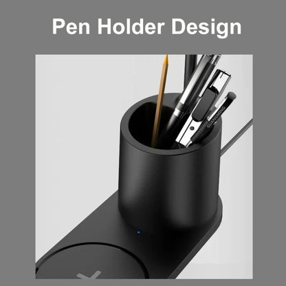 HT-513 3-in-1 15W Wireless Phone Charging Desktop Pen Holder Table Lamp(Black) by bashfashion