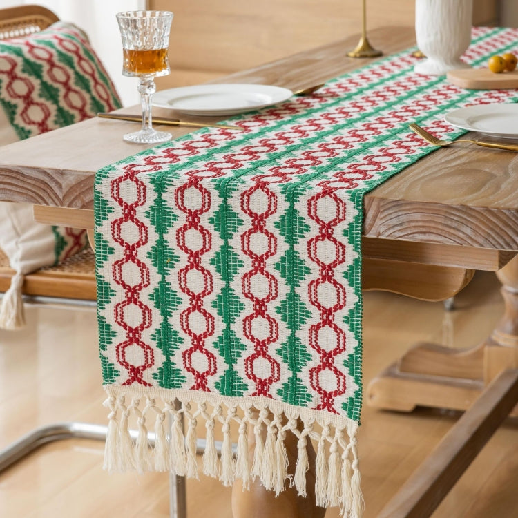 33x153cm Christmas Towel Embroidery Table Flag Simple Tablecloths(Christmas Ring) by bashfashion