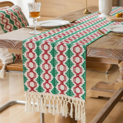 33x183cm Christmas Towel Embroidery Table Flag Simple Tablecloths(Christmas Ring) by bashfashion