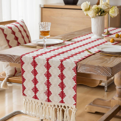 33x273cm Christmas Towel Embroidery Table Flag Simple Tablecloths(Christmas Tree Wave) by bashfashion