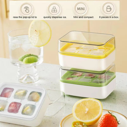 Mini Press Type Ice Cube Mold Food Silicone 6 Cubes Easy to Release Household Ice Lolly Making Box(Green) by bashfashion
