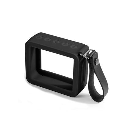 For JBL GO 2 Speaker Silicone Cover with PU Hand Strap Anti-lost Audio Protective Case(Black) by bashfashion
