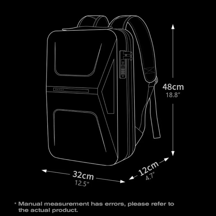 BANGE BG-3005 Hard Shell Men Backpack Laptop Personalised Shoulder Bag(Black) by BANGE