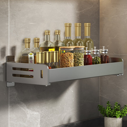 Wall Mounted Kitchen Spice Rack Carbon Steel Bathroom Storage Shelf Towel Rack 40cm by bashfashion