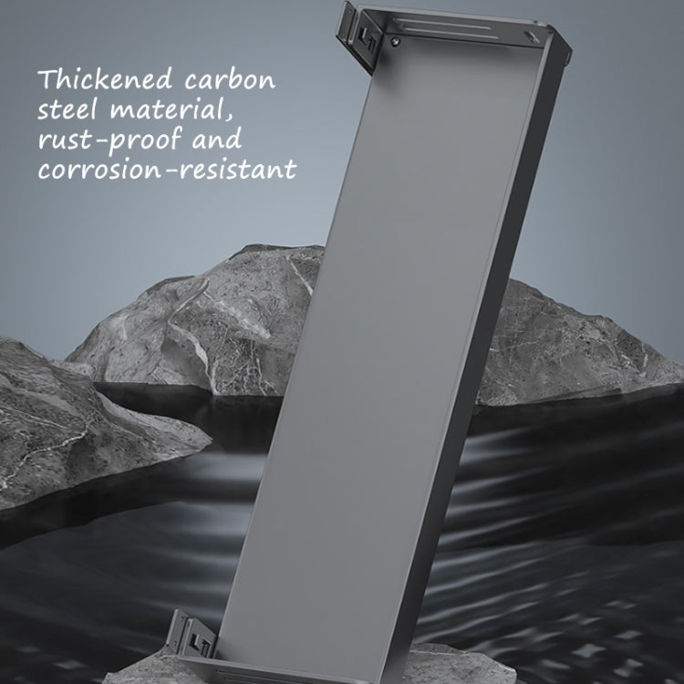 Wall Mounted Kitchen Spice Rack Carbon Steel Bathroom Storage Shelf Towel Rack 40cm With Hooks by bashfashion