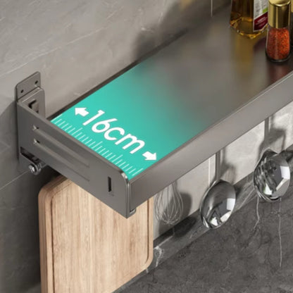 Wall Mounted Kitchen Spice Rack Carbon Steel Bathroom Storage Shelf Towel Rack 20cm With Hooks by bashfashion