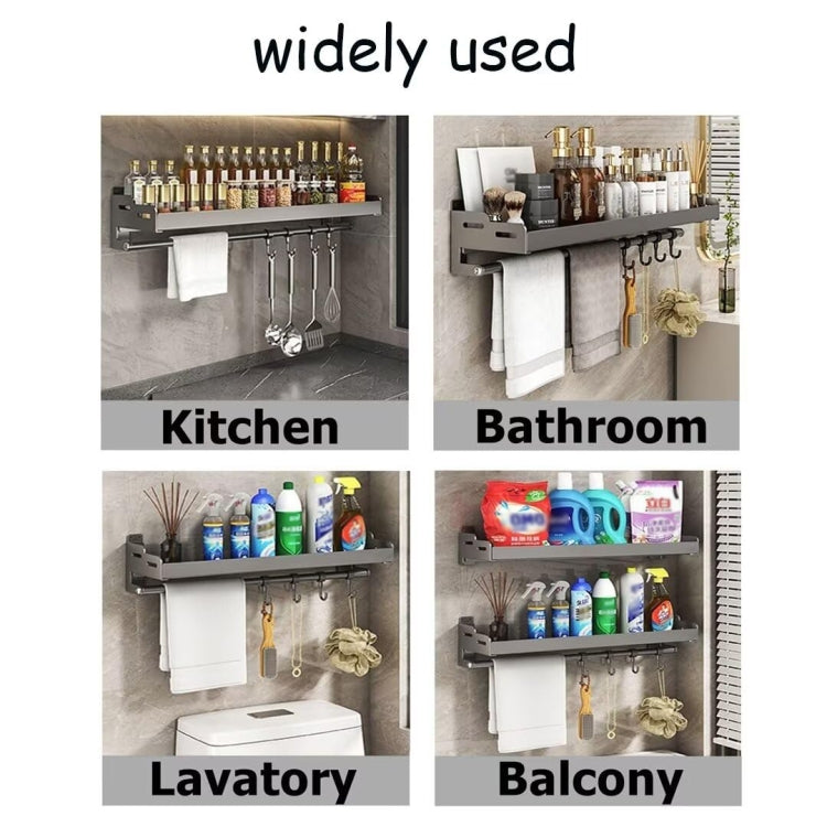 Wall Mounted Kitchen Spice Rack Carbon Steel Bathroom Storage Shelf Towel Rack 20cm by bashfashion