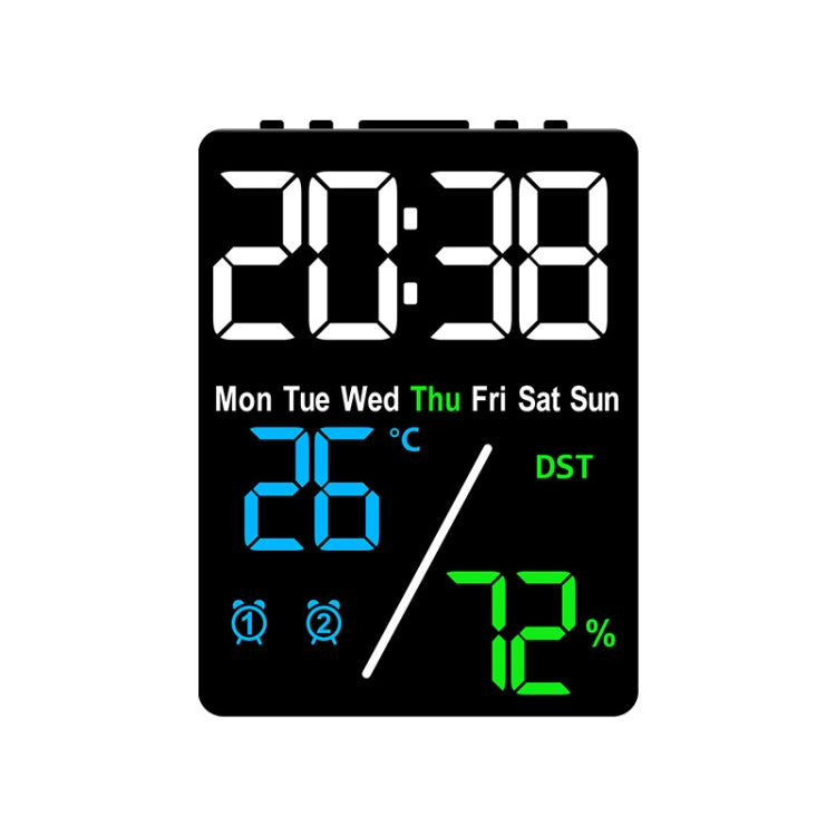 Multifunctional Temperature / Humidity Display Electronic Alarm Clock, Color: Three-color Black by bashfashion