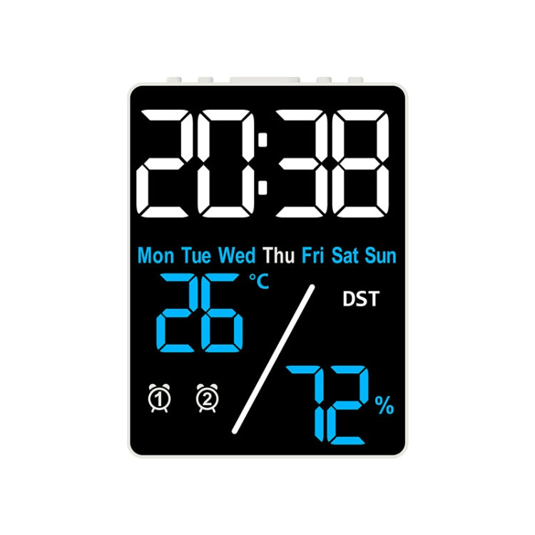 Multifunctional Temperature / Humidity Display Electronic Alarm Clock, Color: Blue White by bashfashion