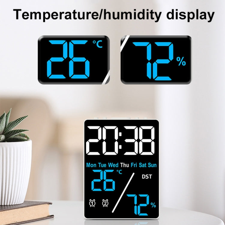 Multifunctional Temperature / Humidity Display Electronic Alarm Clock, Color: Three-color White by bashfashion