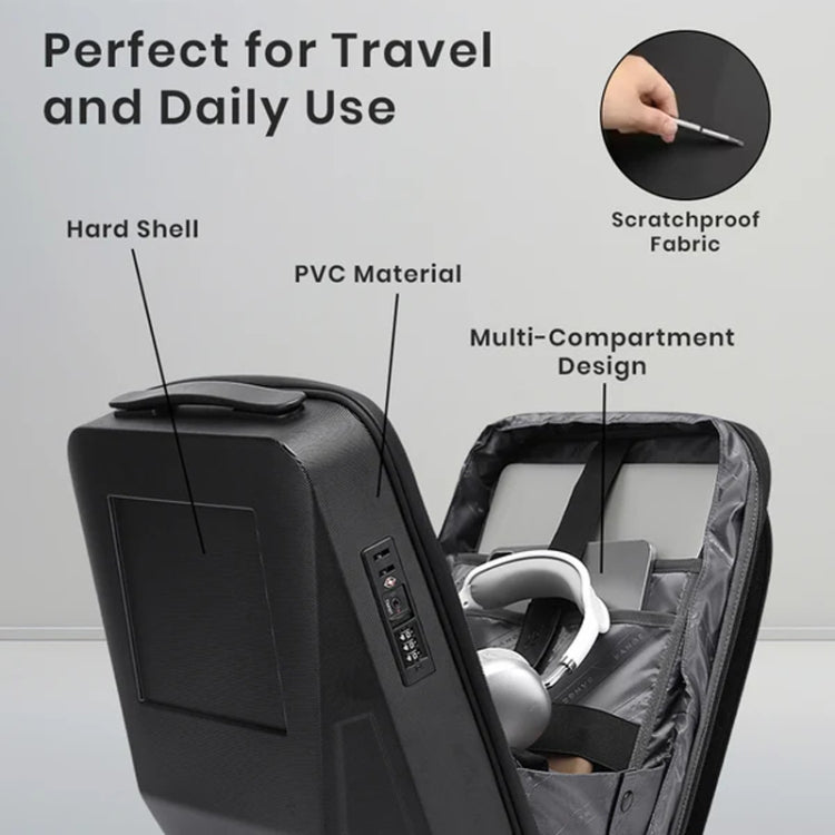 BANGE BG-2956 Expandable Hard Shell Computer Bag Men Business Backpack(Black) by BANGE