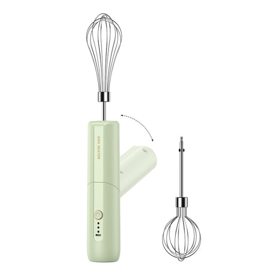 Rotary Folding Double-head Electric Home Egg Beater Fully Automatic Wireless Baking Mixer(Green) by bashfashion