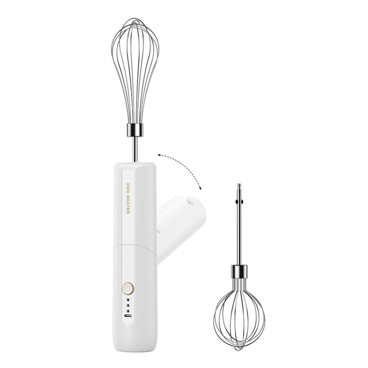 Rotary Folding Double-head Electric Home Egg Beater Fully Automatic Wireless Baking Mixer(White) by bashfashion