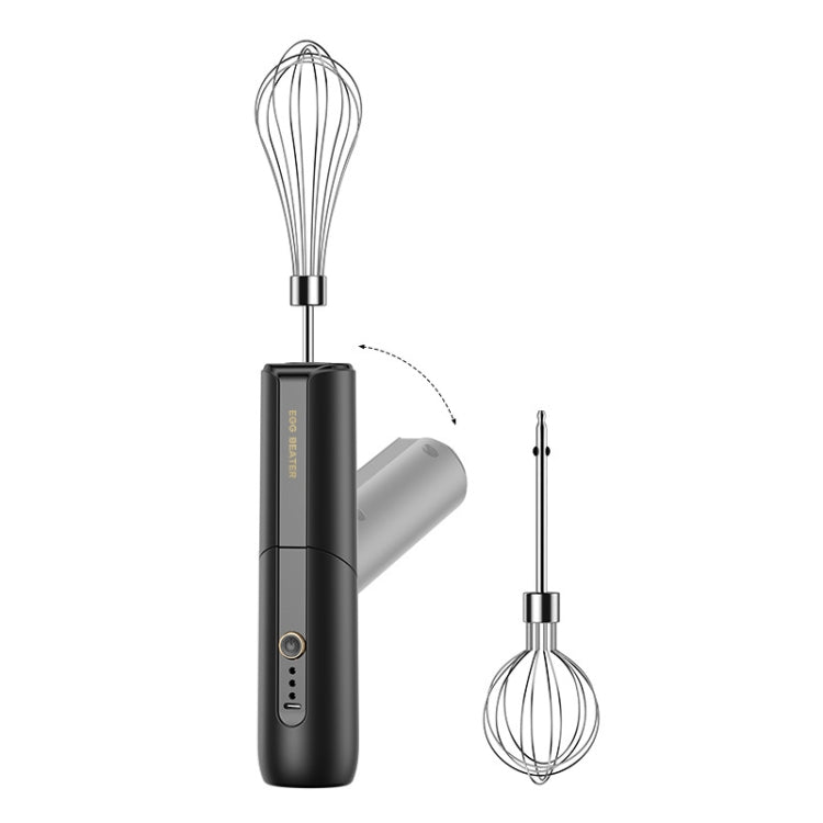 Rotary Folding Double-head Electric Home Egg Beater Fully Automatic Wireless Baking Mixer(Black) by bashfashion