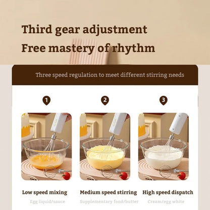 Rotary Folding Double-head Electric Home Egg Beater Fully Automatic Wireless Baking Mixer(Green) by bashfashion