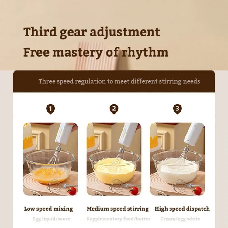 Rotary Folding Double-head Electric Home Egg Beater Fully Automatic Wireless Baking Mixer(White) by bashfashion