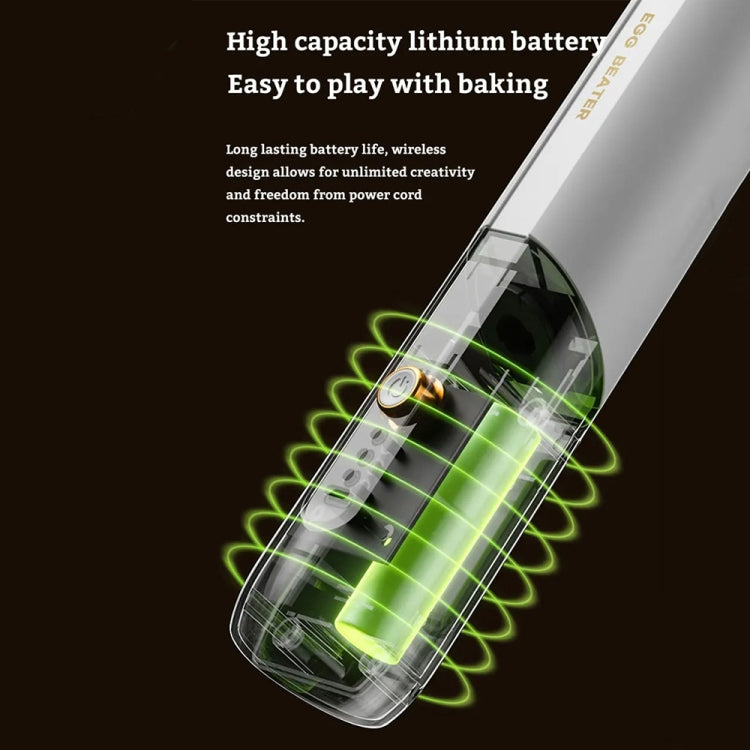 Rotary Folding Double-head Electric Home Egg Beater Fully Automatic Wireless Baking Mixer(Black) by bashfashion