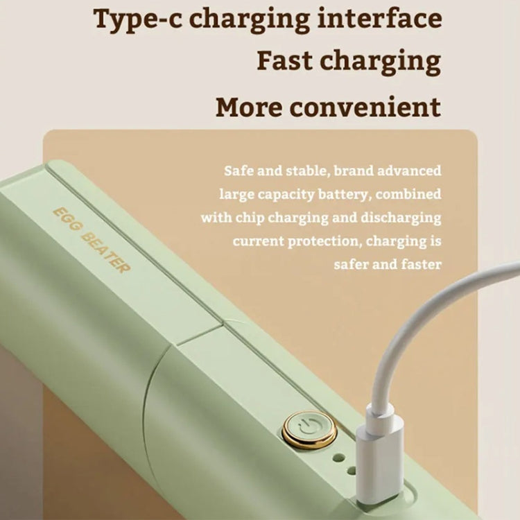 Rotary Folding Double-head Electric Home Egg Beater Fully Automatic Wireless Baking Mixer(White) by bashfashion