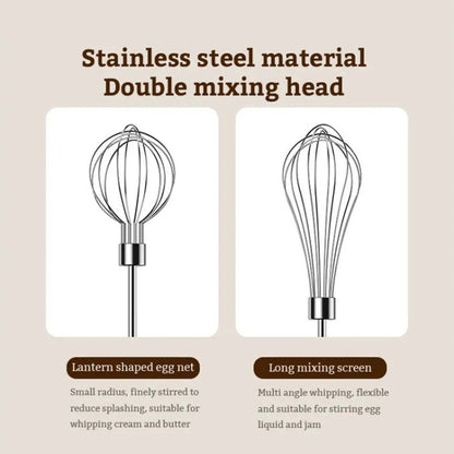 Rotary Folding Double-head Electric Home Egg Beater Fully Automatic Wireless Baking Mixer(Green) by bashfashion