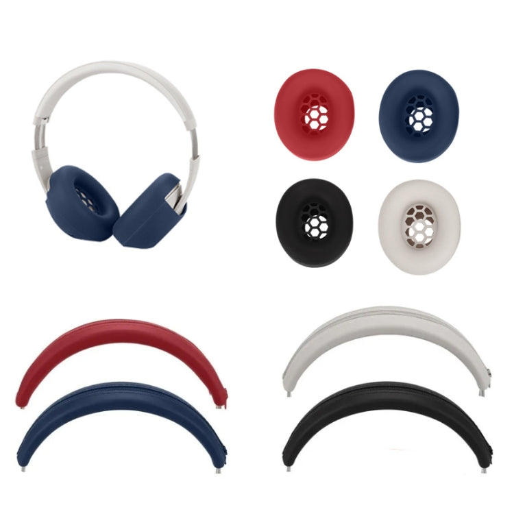 For Beats Studio Pro Headphones Silicone Ear Cushion + Headband Cover Set(Deep Blue) by bashfashion