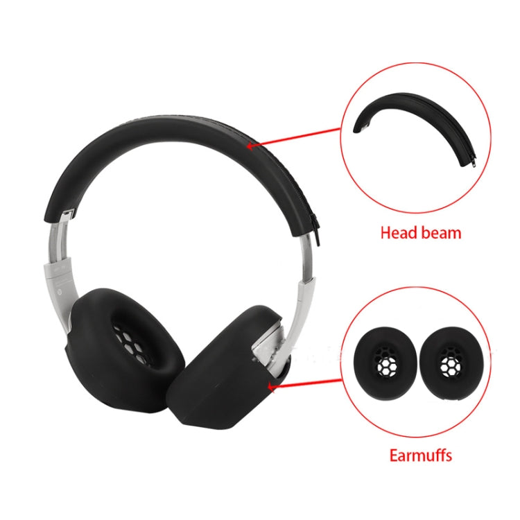 For Beats Studio Pro Headphones Silicone Ear Cushion + Headband Cover Set(Black) by bashfashion