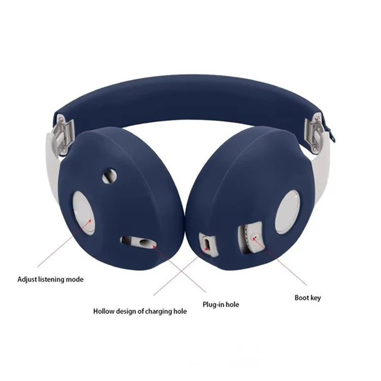 For Beats Studio Pro Headphones Silicone Ear Cushion + Headband Cover Set(Deep Blue) by bashfashion