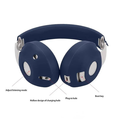 For Beats Studio Pro Headphones Silicone Ear Cushion + Headband Cover Set(Deep Blue) by bashfashion