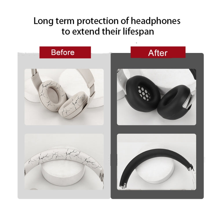 For Beats Studio Pro Headphones Silicone Ear Cushion + Headband Cover Set(Black) by bashfashion