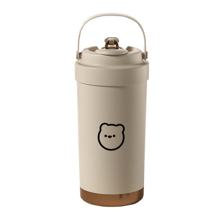 500ml 316 Stainless Steel Insulated Mug Portable Carry-On Dual Drink Coffee Cup With Straw(Coffee Color) by bashfashion