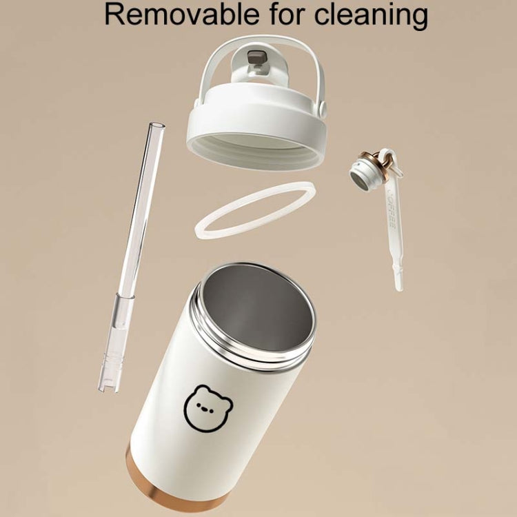 500ml 316 Stainless Steel Insulated Mug Portable Carry-On Dual Drink Coffee Cup With Straw(Coffee Color) by bashfashion