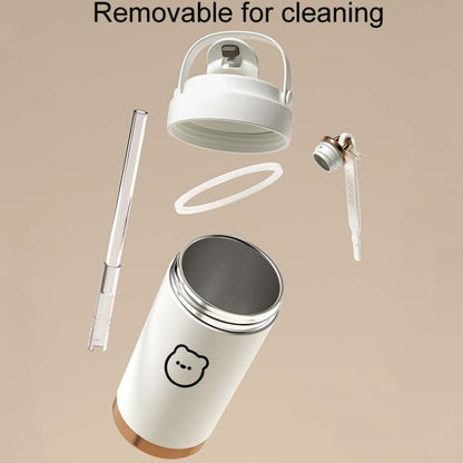 500ml 316 Stainless Steel Insulated Mug Portable Carry-On Dual Drink Coffee Cup With Straw(Coffee Color) by bashfashion