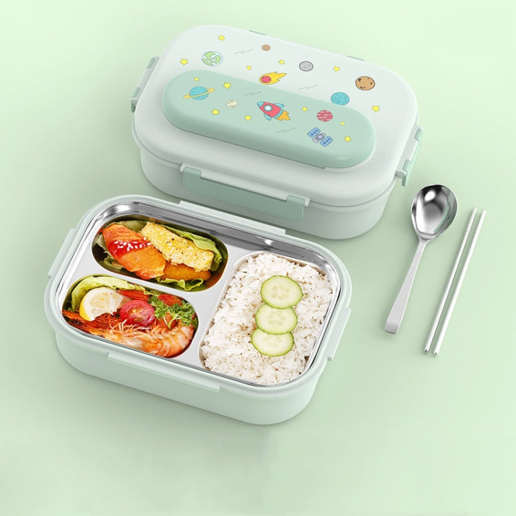 316 Stainless Steel Insulated Lunch Box Children Portable Compartment Lunch Case, Style: Light Green 3 Grids by bashfashion
