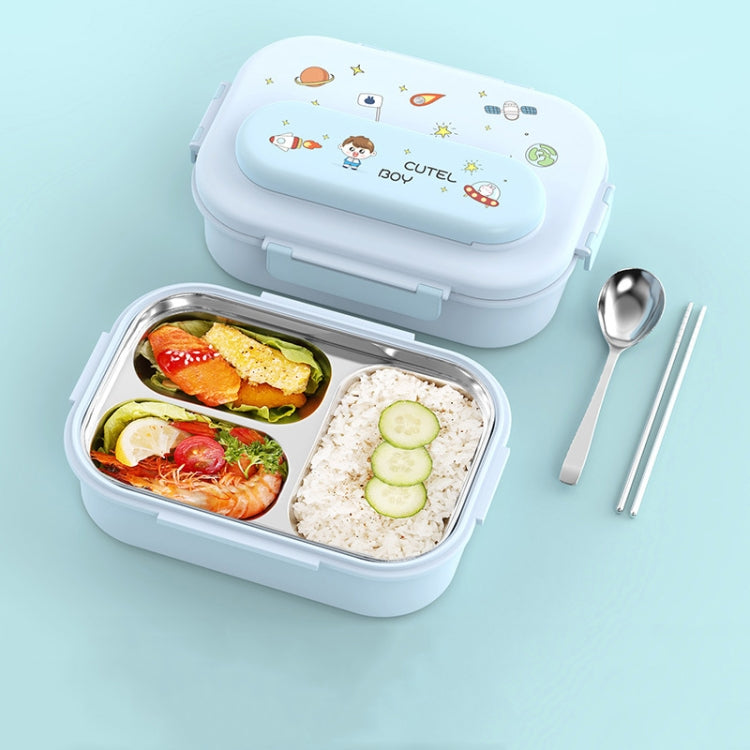 316 Stainless Steel Insulated Lunch Box Children Portable Compartment Lunch Case, Style: Blue 3 Grids by bashfashion
