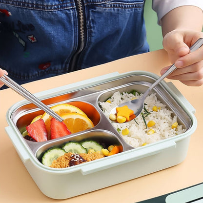 316 Stainless Steel Insulated Lunch Box Children Portable Compartment Lunch Case, Style: Light Yellow 3 Grids by bashfashion