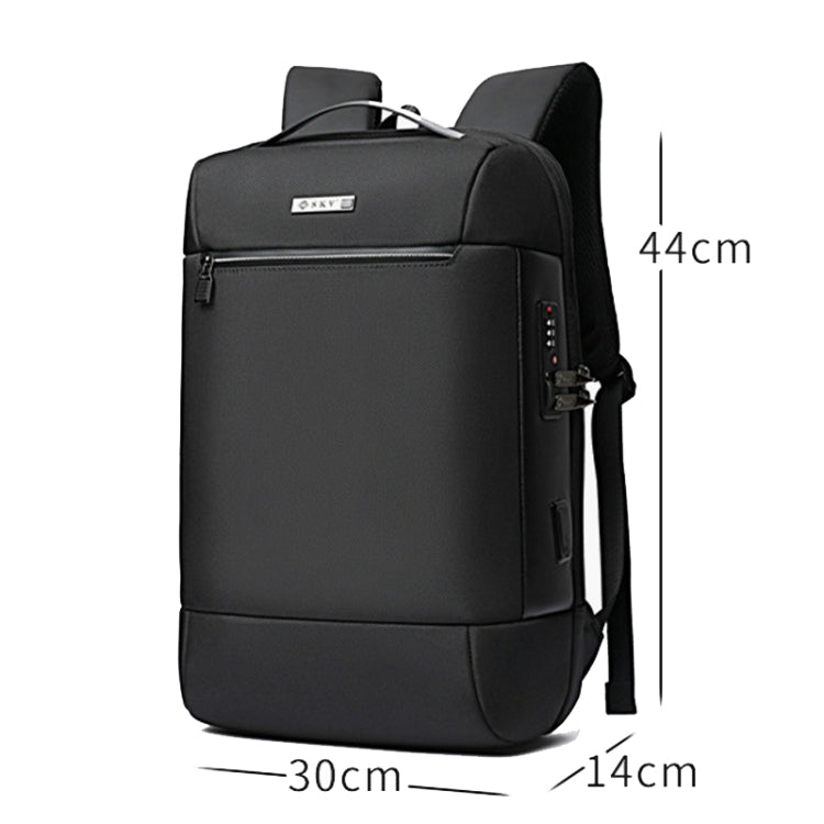SKV B20453 Men Business Casual Multifunctional Double Shoulder Bag Large Capacity Laptop Backpack(Black) by SKV