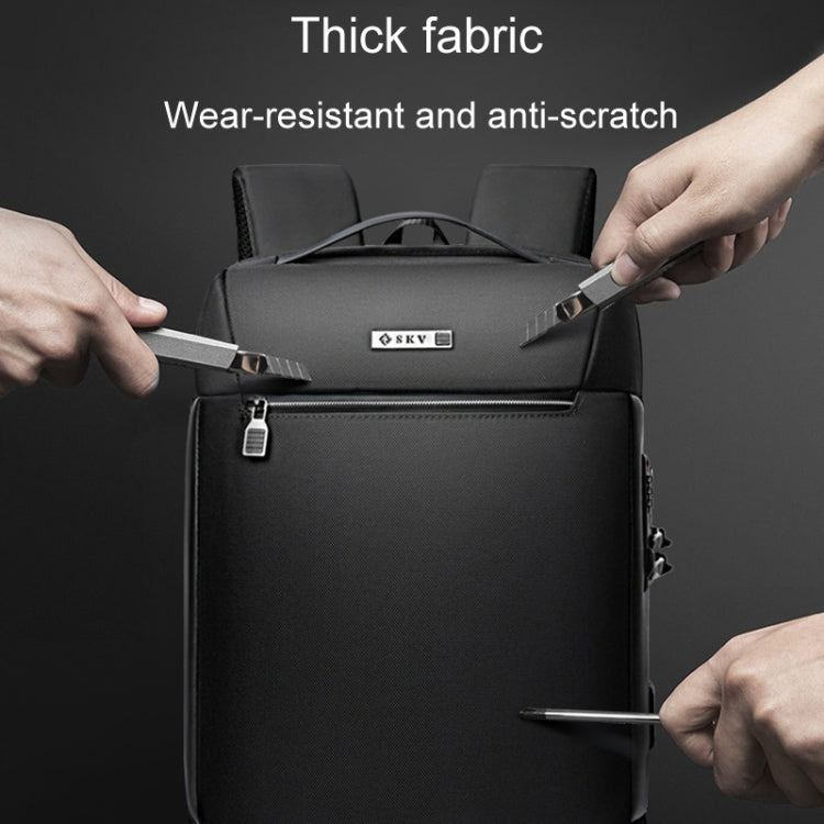 SKV B20453 Men Business Casual Multifunctional Double Shoulder Bag Large Capacity Laptop Backpack(Blue) by SKV