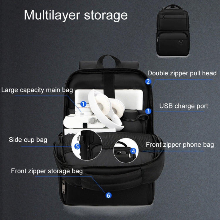 SKV B23889 Men Large Capacity Double-Shoulder Business Laptop Bag(Black) by SKV