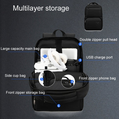 SKV B23889 Men Large Capacity Double-Shoulder Business Laptop Bag(Black) by SKV