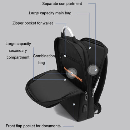 SKV BLB21282 Men Business Duty Traveling Double Shoulder Bag Lightweight Large Capacity Laptop Backpack(Gray) by SKV