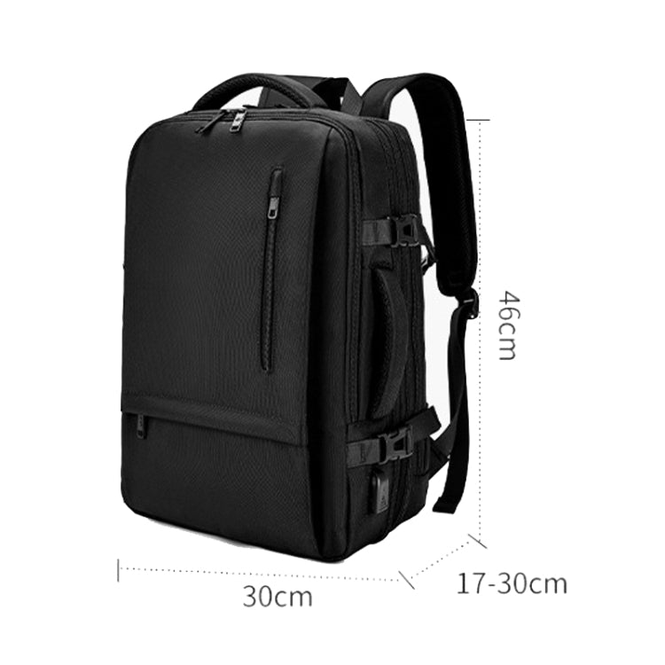 SKV BLB2006 Men Business Travel Double Shoulder Bag Large Capacity Casual Laptop Backpack(Black) by SKV