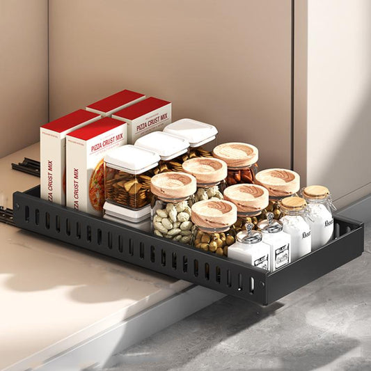 Kitchen Pull-Out Rack Pots And Pans Organizer Cabinet Countertop Dish Tray 42cm Black by bashfashion