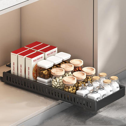 Kitchen Pull-Out Rack Pots And Pans Organizer Cabinet Countertop Dish Tray 52cm Black by bashfashion