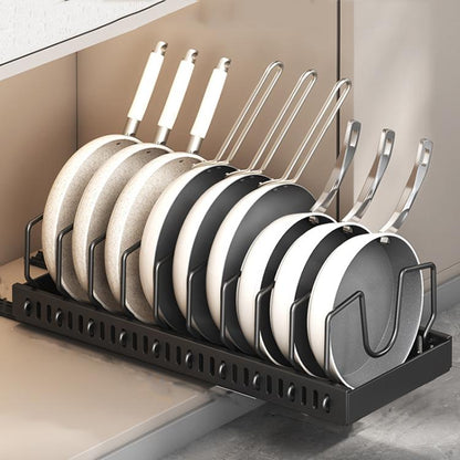 Kitchen Pull-Out Rack Pots And Pans Organizer Cabinet Countertop Dish Tray 52cm With Baffle Black by bashfashion
