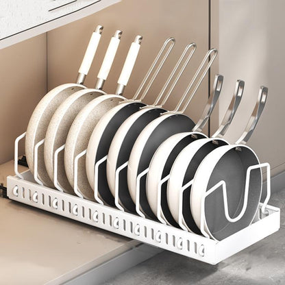 Kitchen Pull-Out Rack Pots And Pans Organizer Cabinet Countertop Dish Tray 52cm With Baffle White by bashfashion