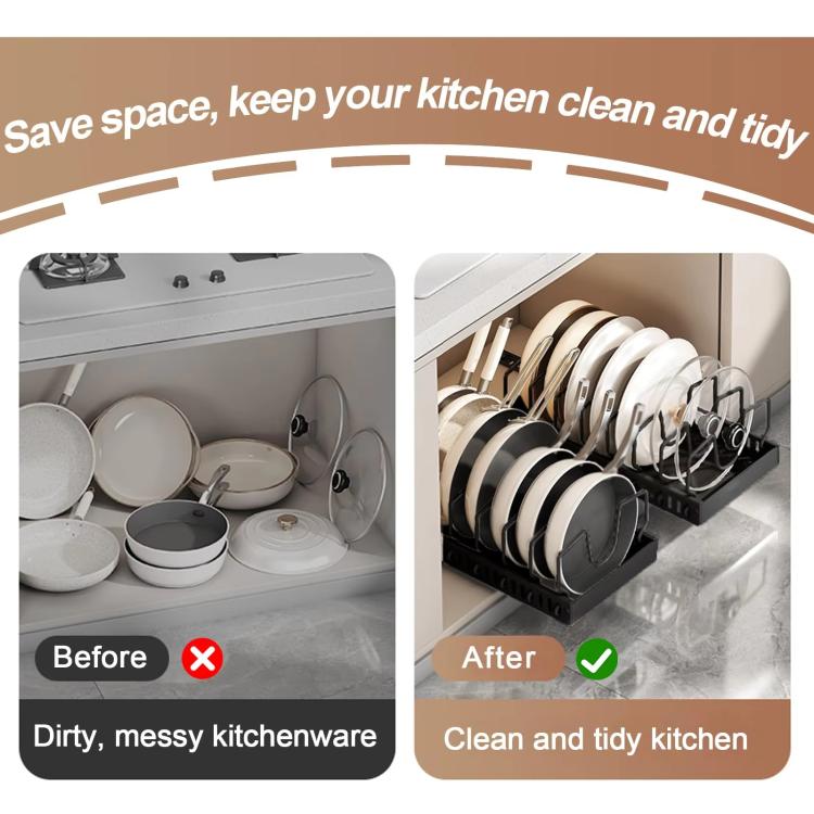 Kitchen Pull-Out Rack Pots And Pans Organizer Cabinet Countertop Dish Tray 52cm White by bashfashion