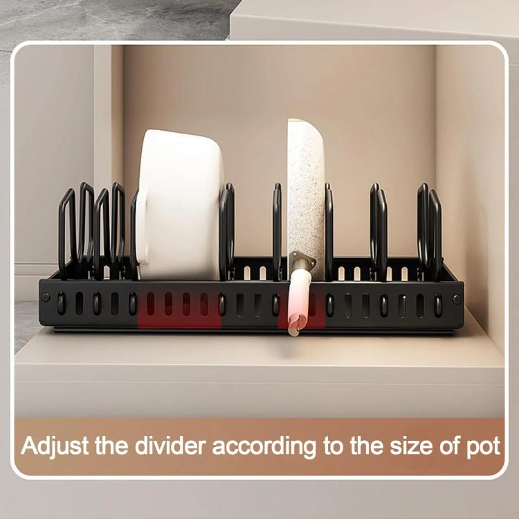 Kitchen Pull-Out Rack Pots And Pans Organizer Cabinet Countertop Dish Tray 42cm With Baffle Black by bashfashion