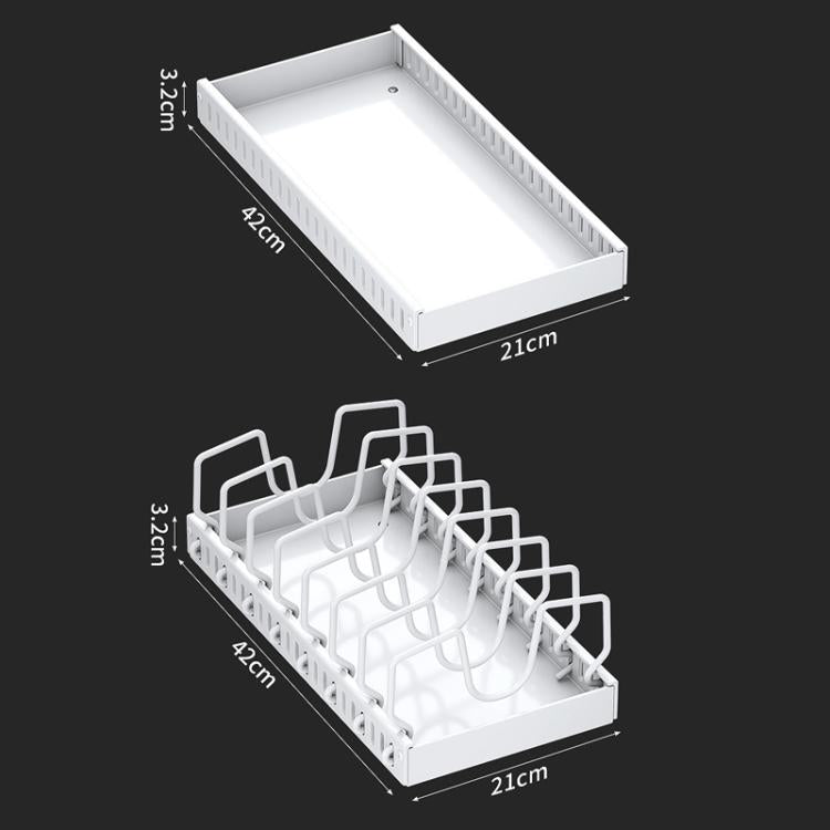 Kitchen Pull-Out Rack Pots And Pans Organizer Cabinet Countertop Dish Tray 42cm White by bashfashion