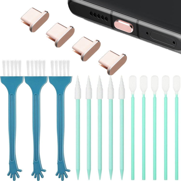 Metal Dust Plug Cleaning Kit For TYPE-C Interface Mobile Phones(Rose Gold) by bashfashion