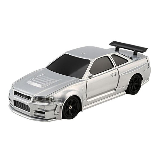 1:43 Full Scale Mini 4WD Drifting Charging Remote Control Car, Color: 4304G Silver GTR With Gyroscope by bashfashion