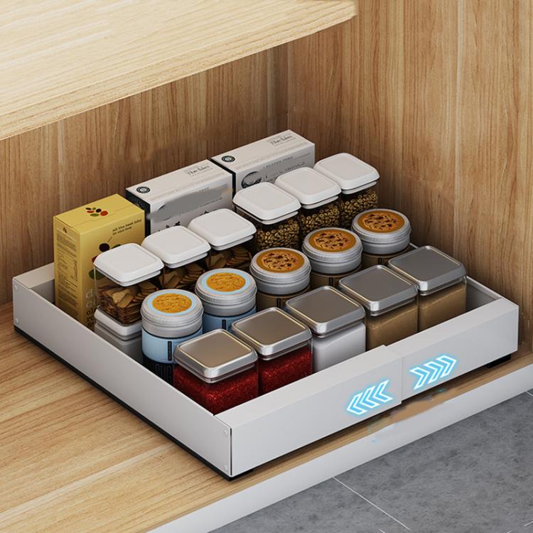 Extensible (30-46cm) Pull-out Cabinet Organizer Storage Rack Slide-out Drawer 53cm White by bashfashion